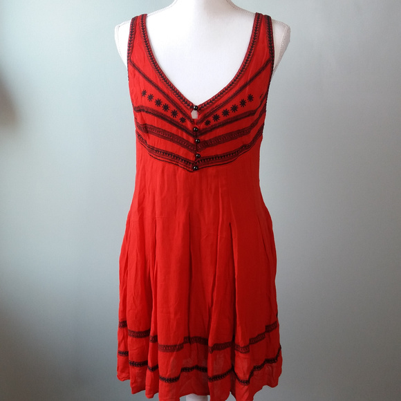 Free People Dresses & Skirts - {Free People} Red Sleeveless Strap Back Dress
